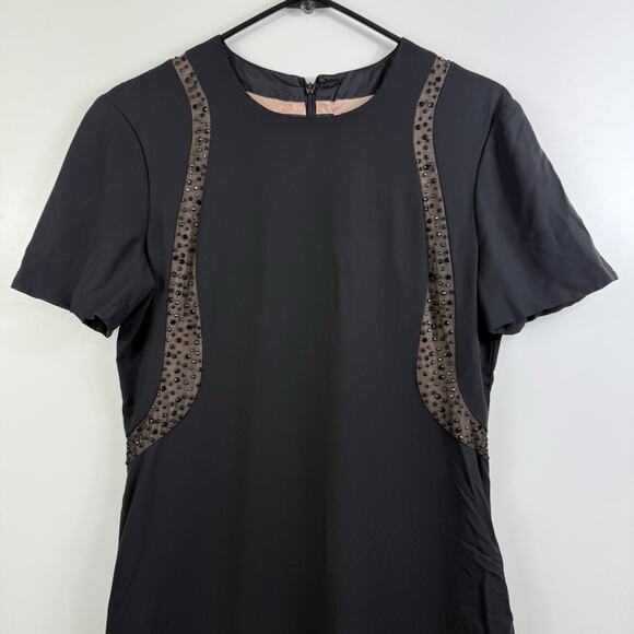 Vintage Carolina Herrera Saks Fifth Avenue 100% Silk Dress Size 8 Rhinestones - Picture 2 of 16